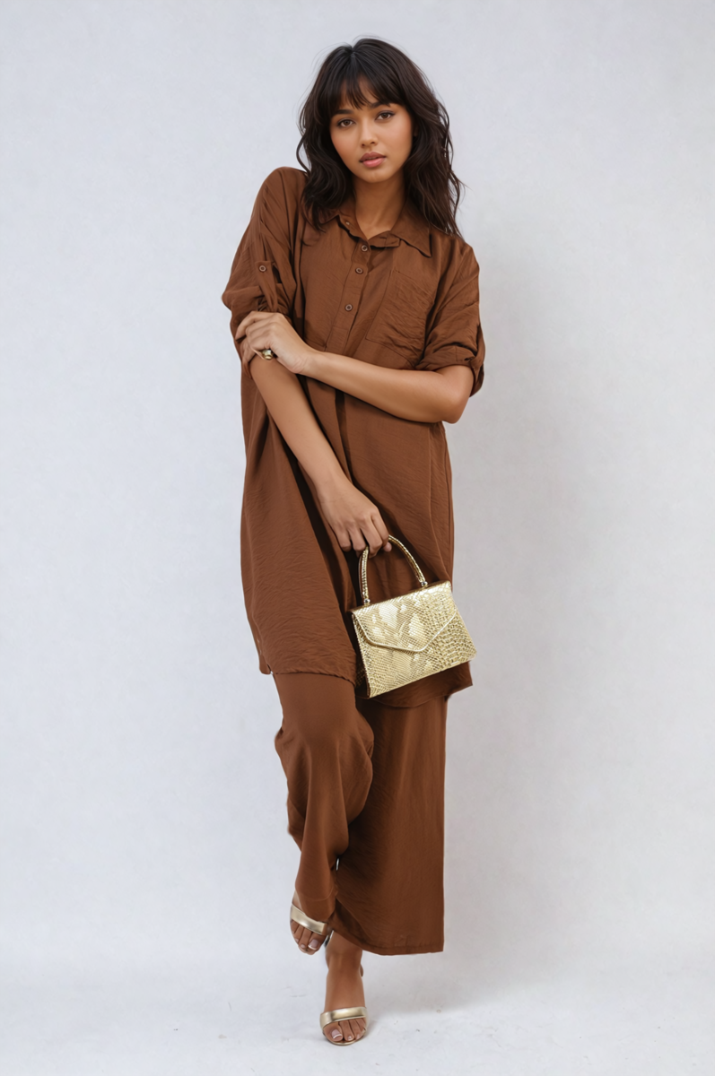 Dulcie Oversized Button Front Shirt & Wide Leg Pants Co-ord Set - 5 colours