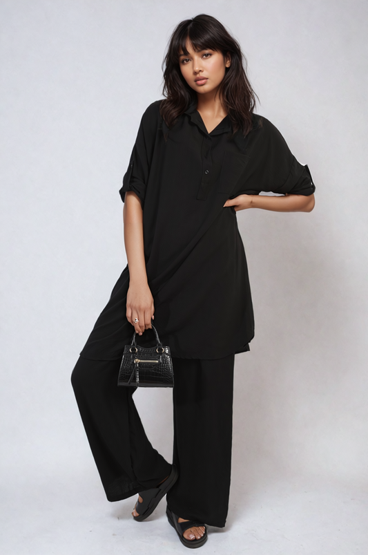 Dulcie Oversized Button Front Shirt & Wide Leg Pants Co-ord Set - 5 colours