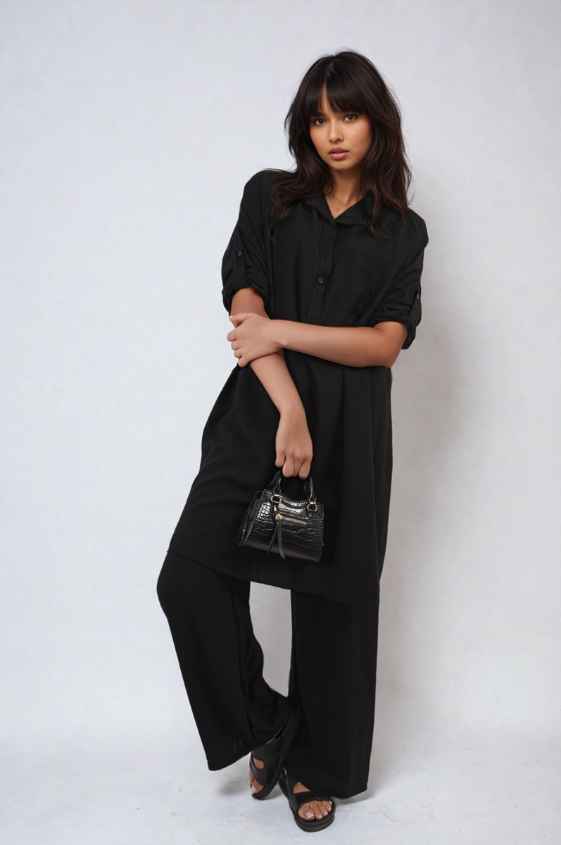 Dulcie Oversized Button Front Shirt & Wide Leg Pants Co-ord Set - 5 colours