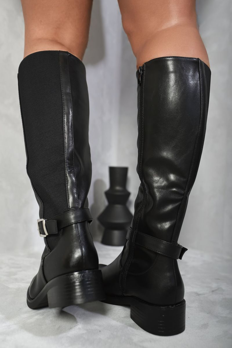 Elena Knee High Buckle Boots - 2 colours