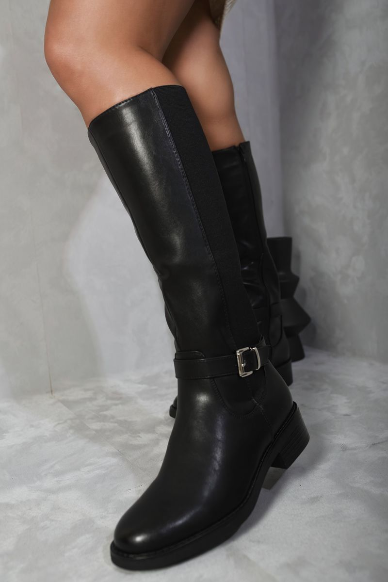 Elena Knee High Buckle Boots - 2 colours