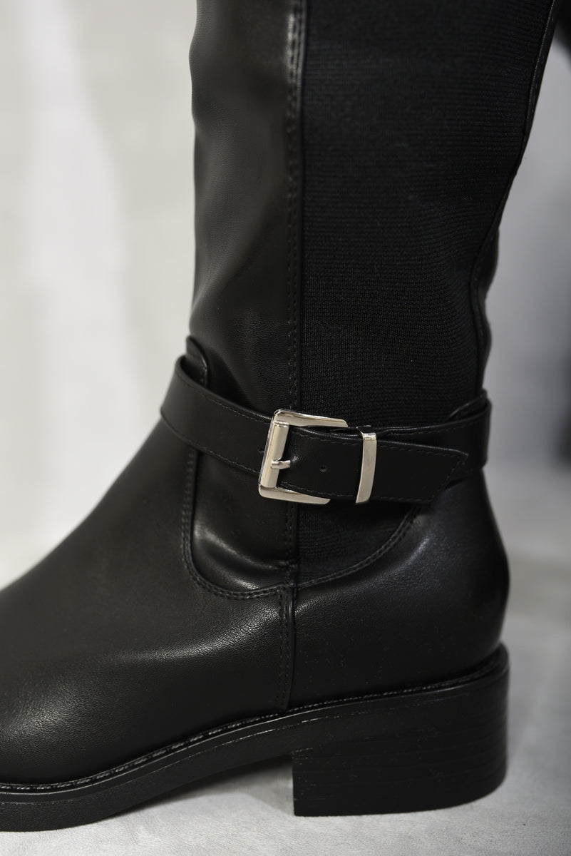 Elena Knee High Buckle Boots - 2 colours