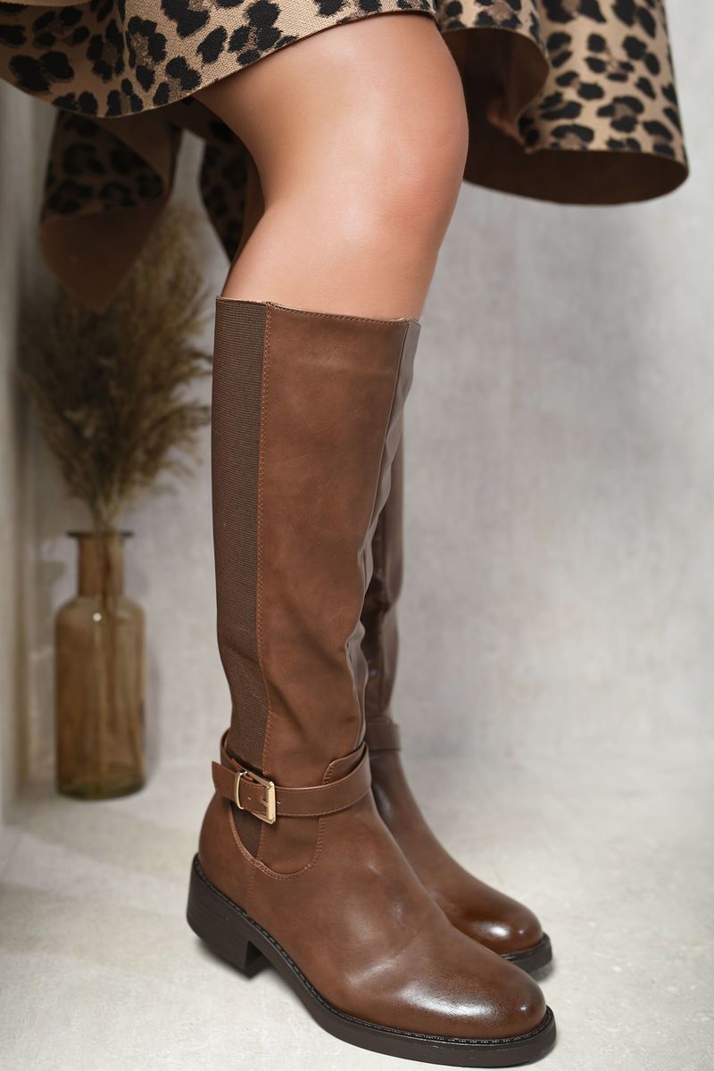 Elena Knee High Buckle Boots - 2 colours