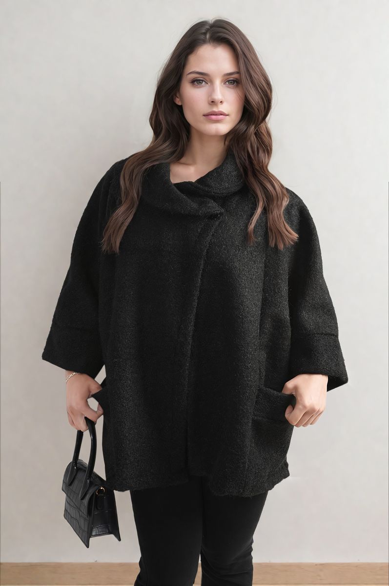 Elle Cowl Neck Oversized Cape Jacket - 3 colours