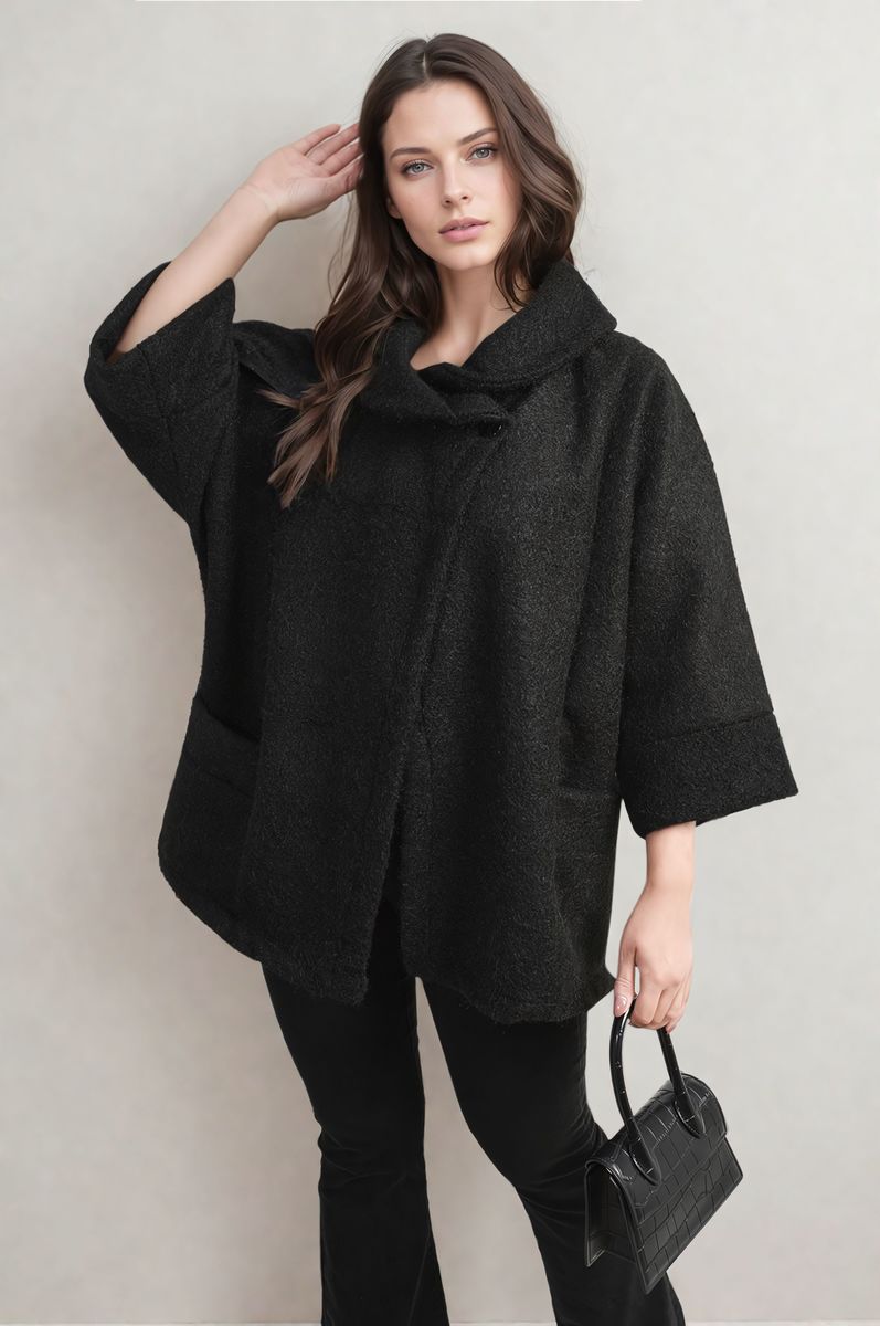 Elle Cowl Neck Oversized Cape Jacket - 3 colours