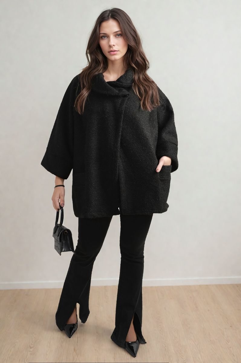 Elle Cowl Neck Oversized Cape Jacket - 3 colours