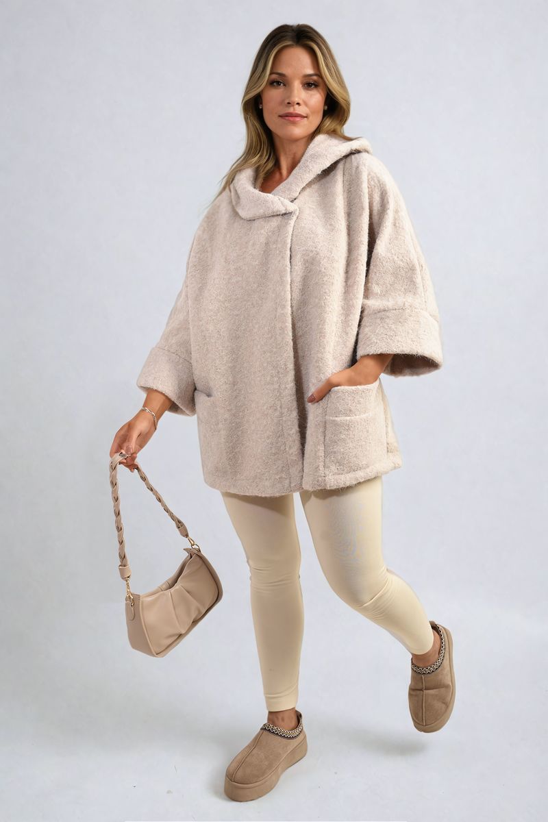 Elle Cowl Neck Oversized Cape Jacket - 3 colours