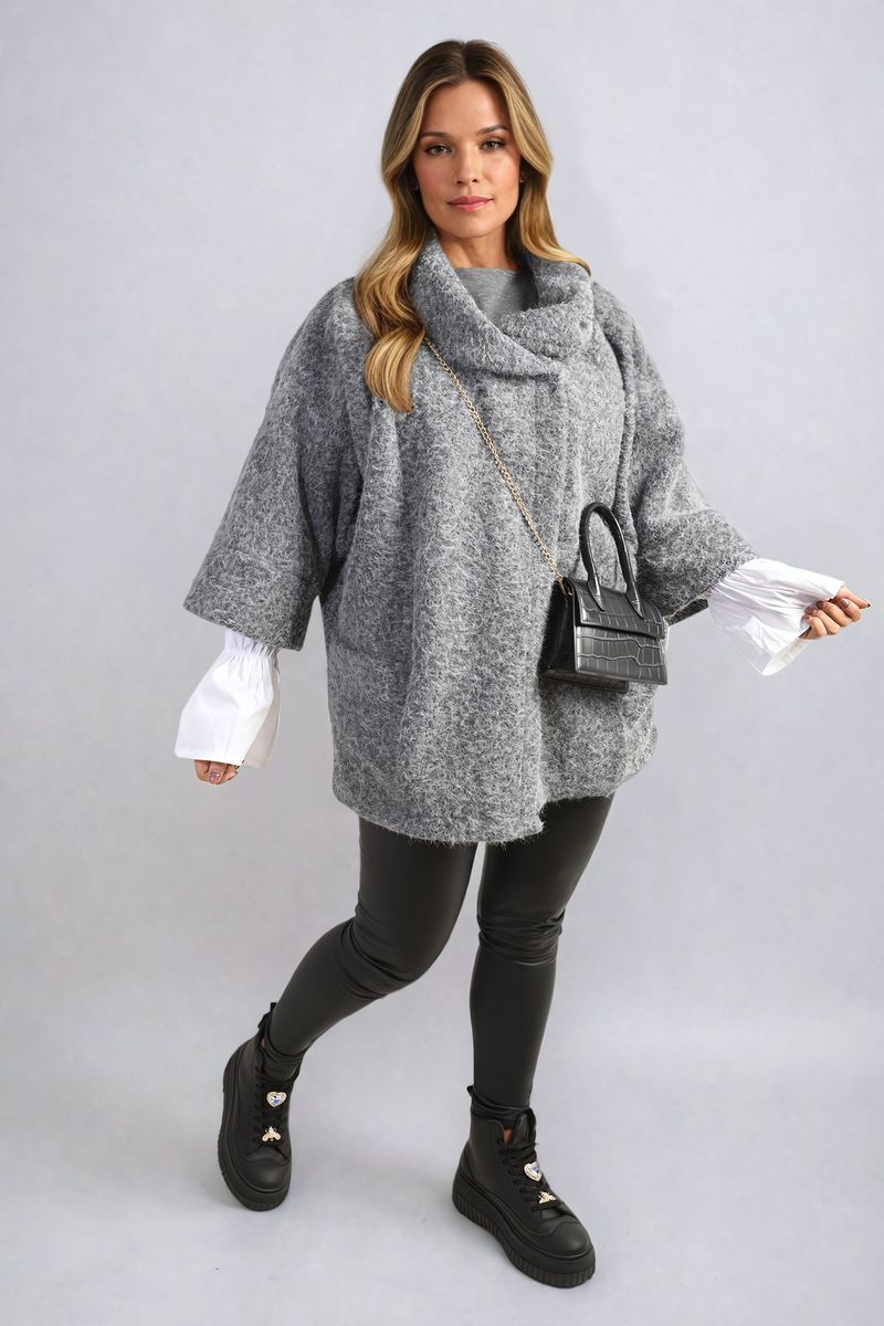 Elle Cowl Neck Oversized Cape Jacket - 3 colours