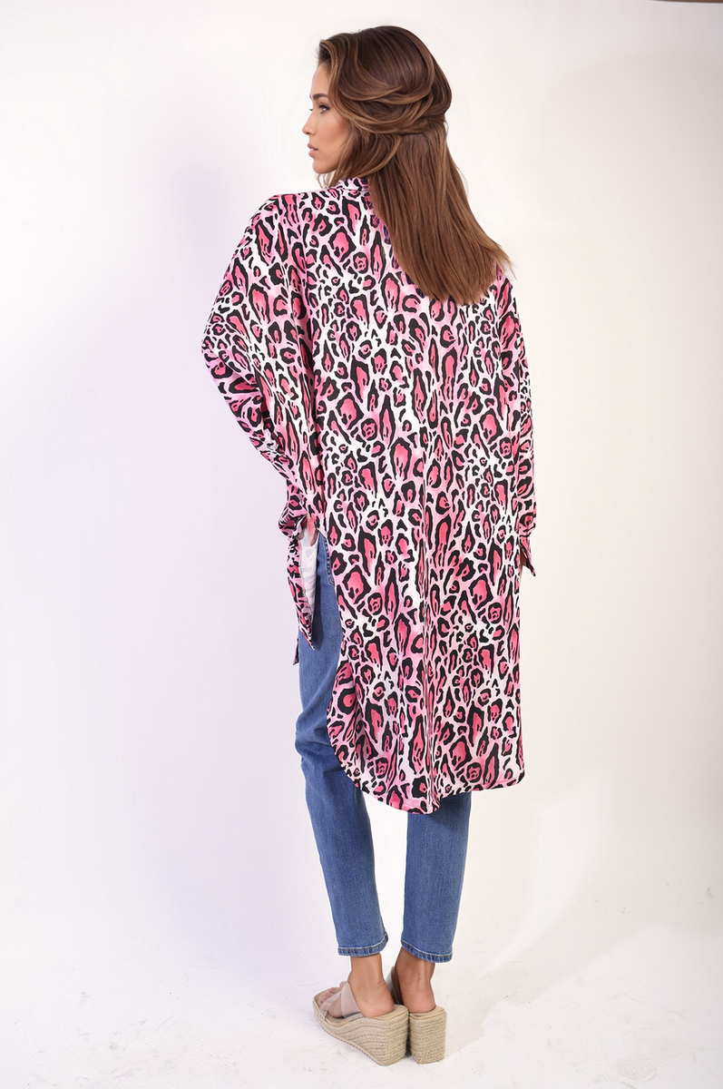 Emelia Oversized Long Sleeve Leopard Print Shirt Dress - 4 colours