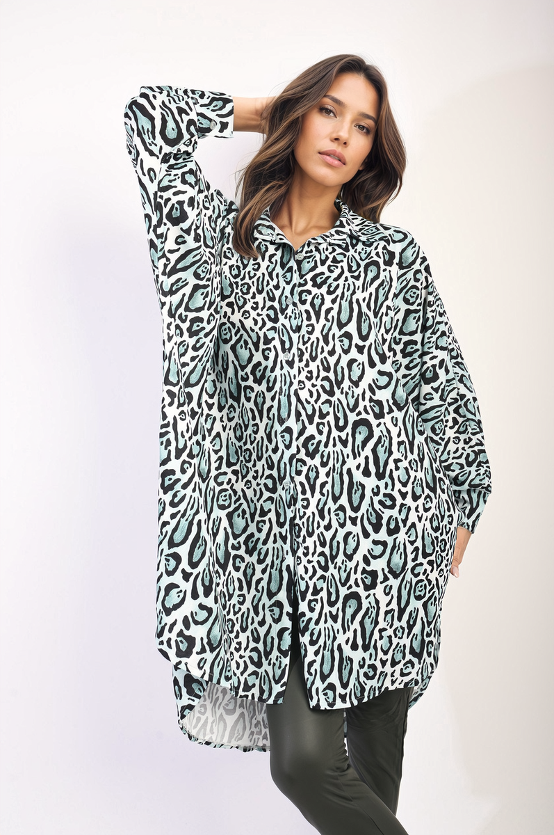 Emelia Oversized Long Sleeve Leopard Print Shirt Dress - 4 colours