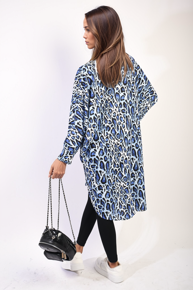 Emelia Oversized Long Sleeve Leopard Print Shirt Dress - 4 colours