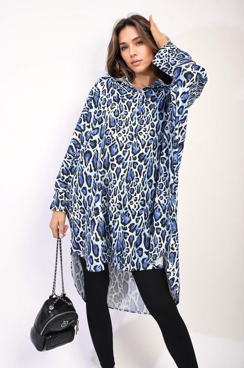 Emelia Oversized Long Sleeve Leopard Print Shirt Dress - 4 colours