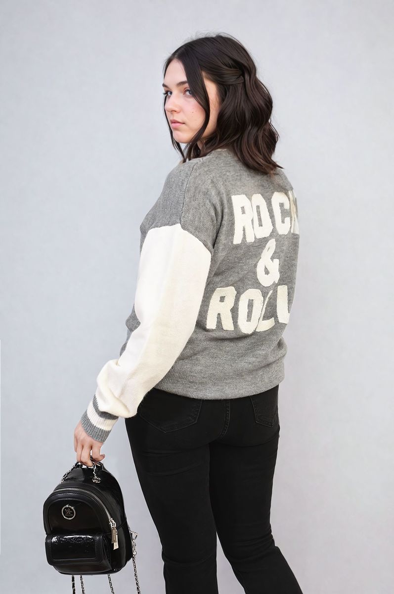 Erica Round Neck Rock & Roll Print Knitted Jumper - 4 colours