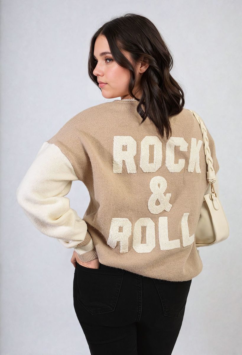 Erica Round Neck Rock & Roll Print Knitted Jumper - 4 colours