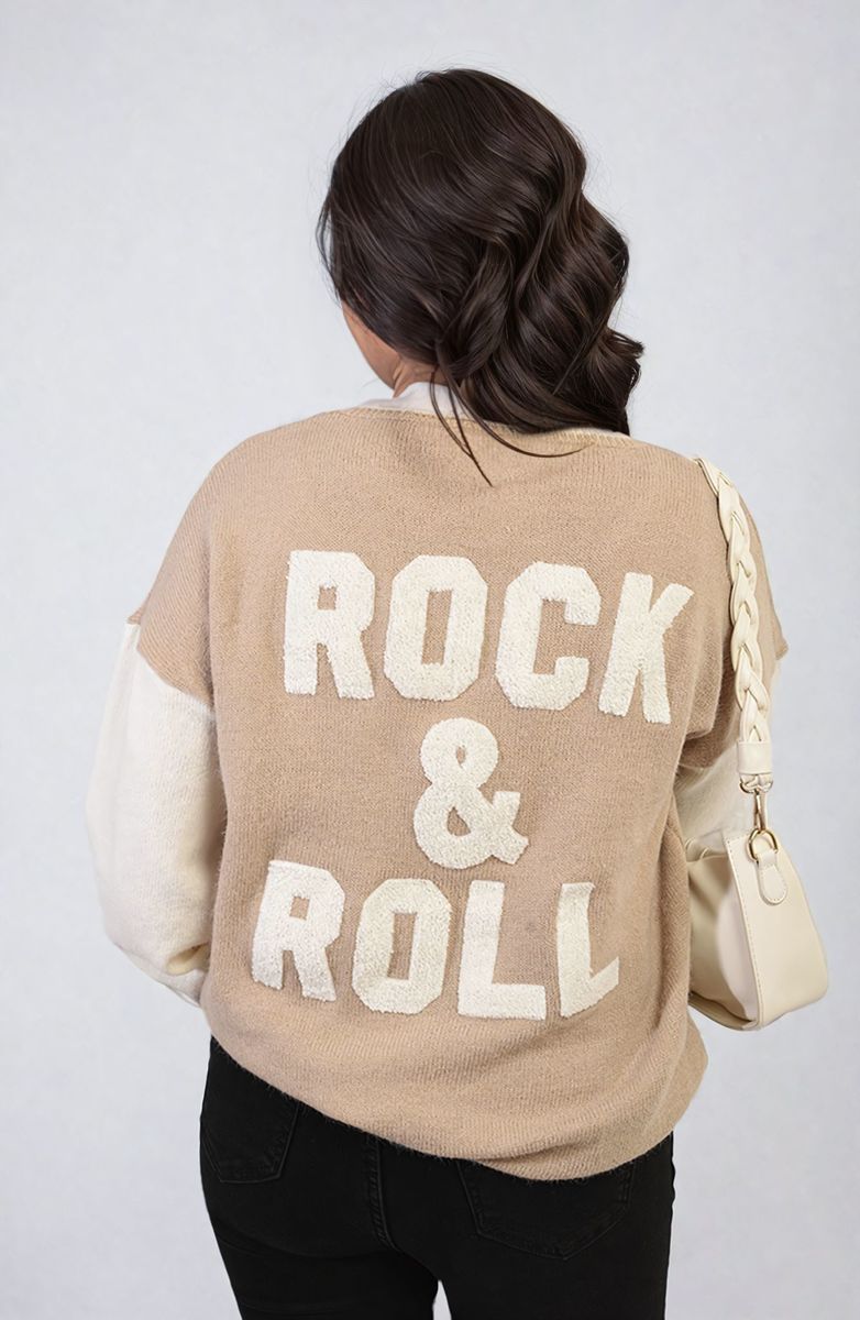 Erica Round Neck Rock & Roll Print Knitted Jumper - 4 colours