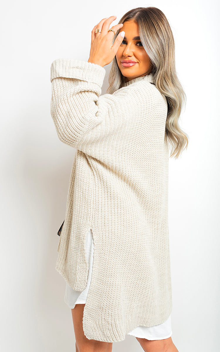 Faye High Neck Oversized Long Sleeve Knitted Jumper - 6 colours