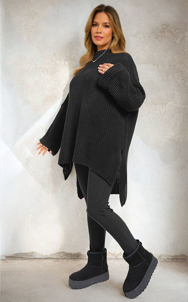 Faye High Neck Oversized Long Sleeve Knitted Jumper - 6 colours