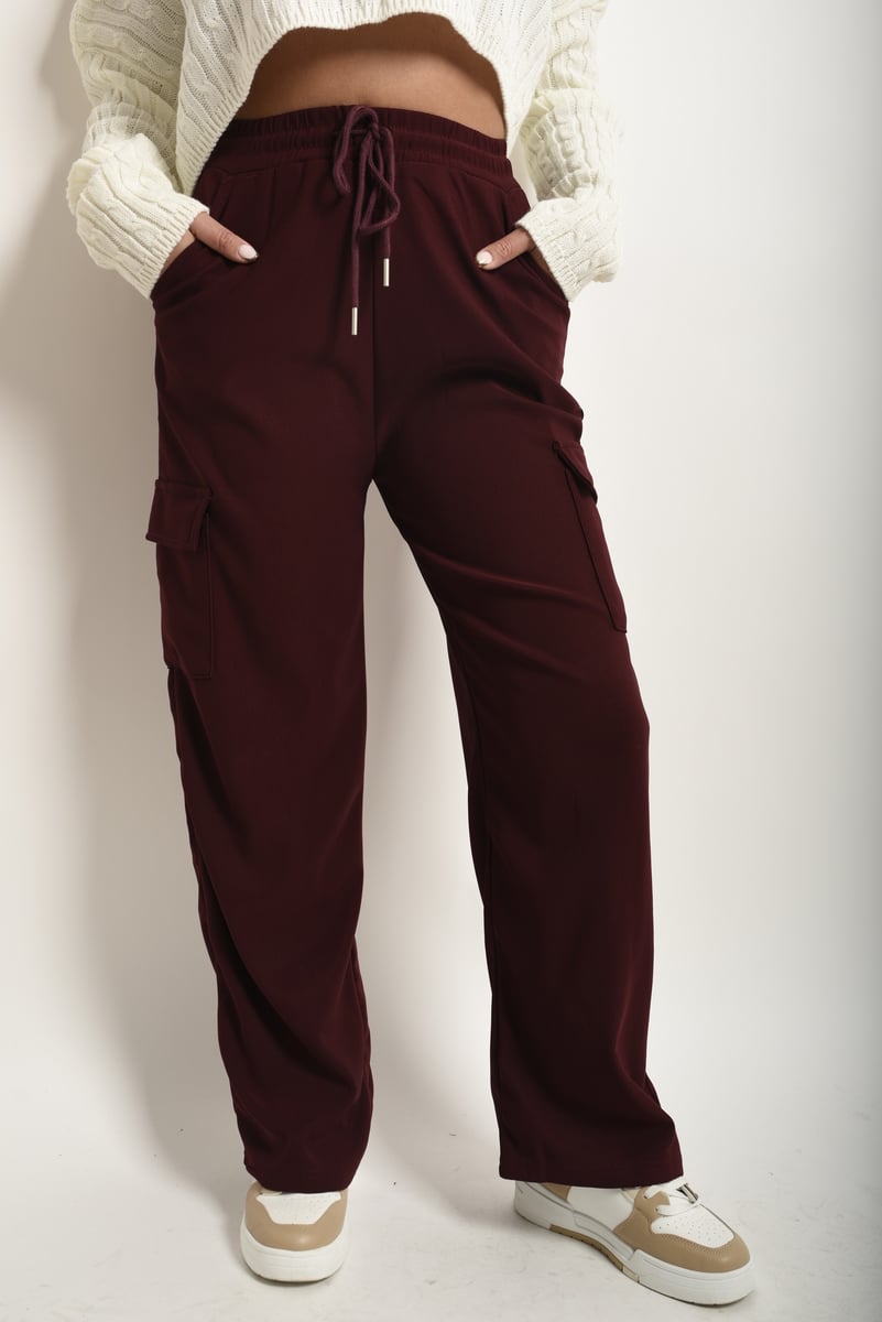 Faye Wide Leg Drawstring Waist Flap Pocket Trouser - 3 colours