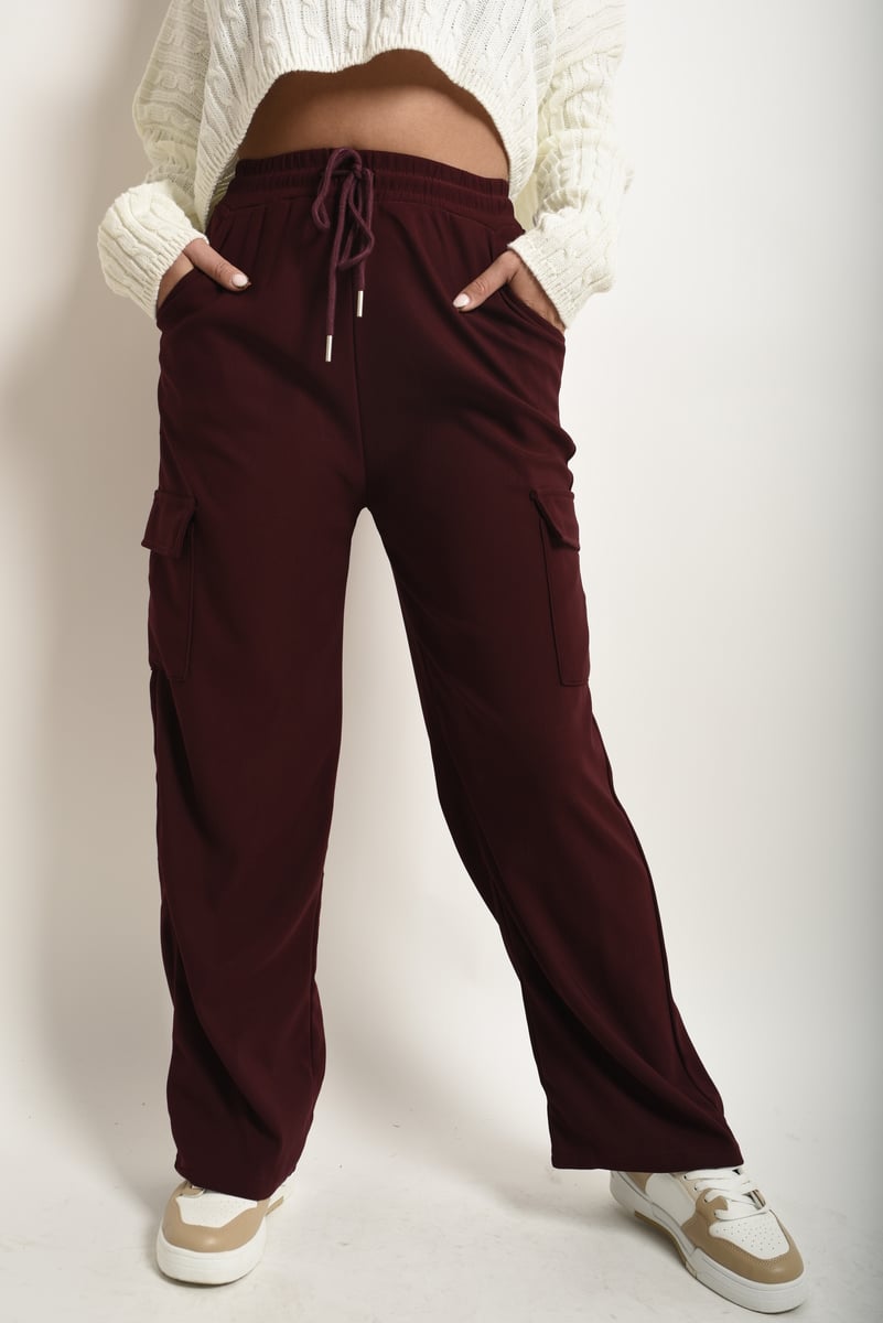 Faye Wide Leg Drawstring Waist Flap Pocket Trouser - 3 colours