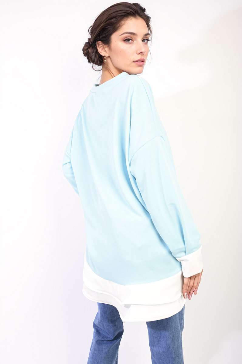 Fiona Contrast Ruffled Hem Top - 6 colours