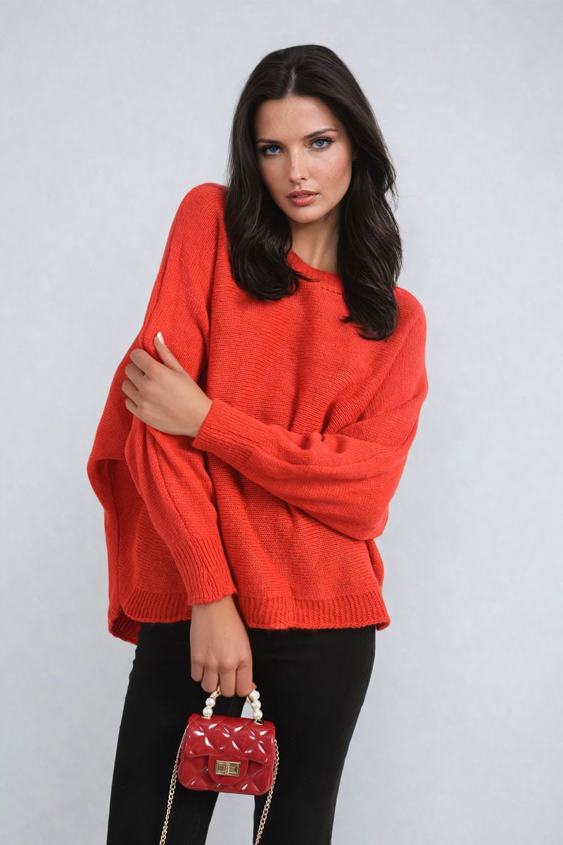 Florencia Crew Neck Back Patterned Knitted Jumper - 6 colours