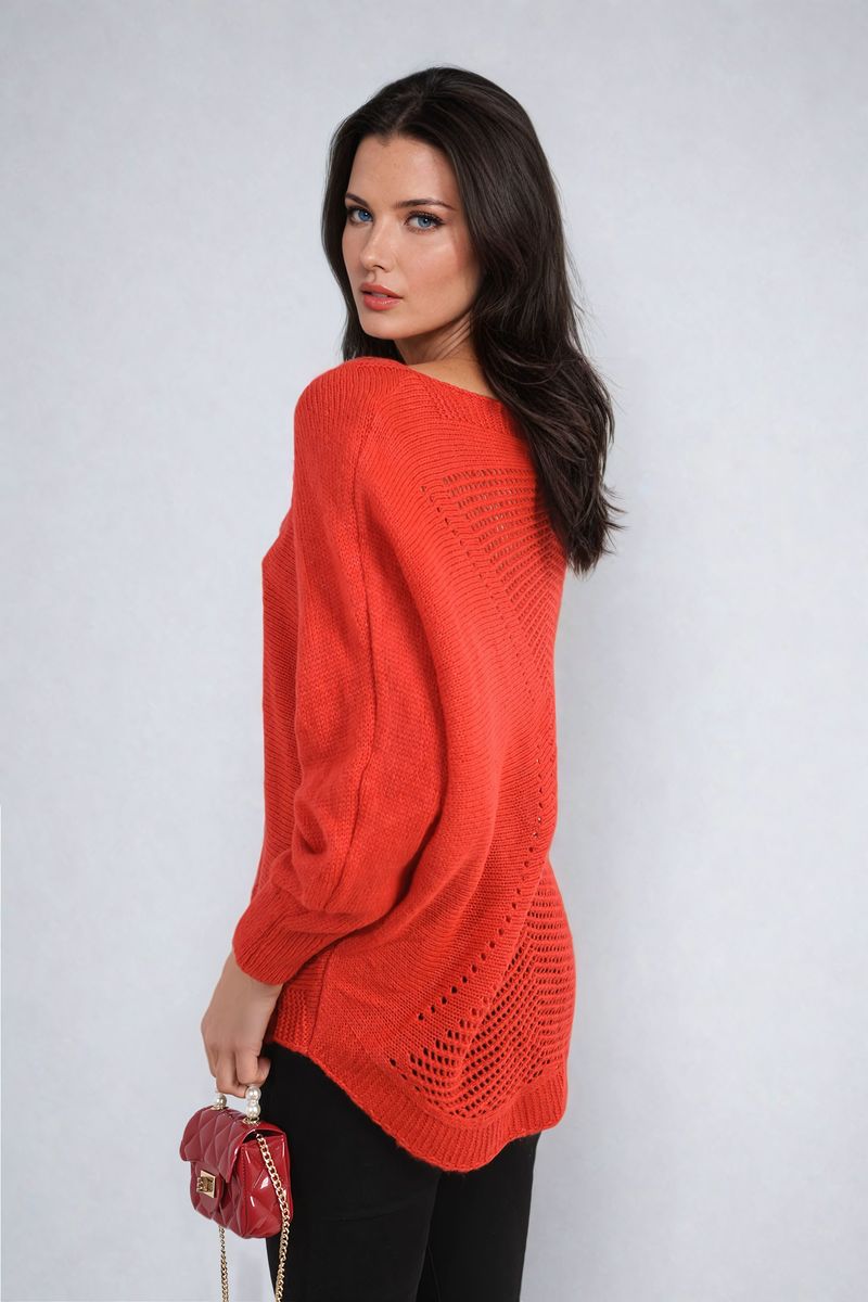 Florencia Crew Neck Back Patterned Knitted Jumper - 6 colours