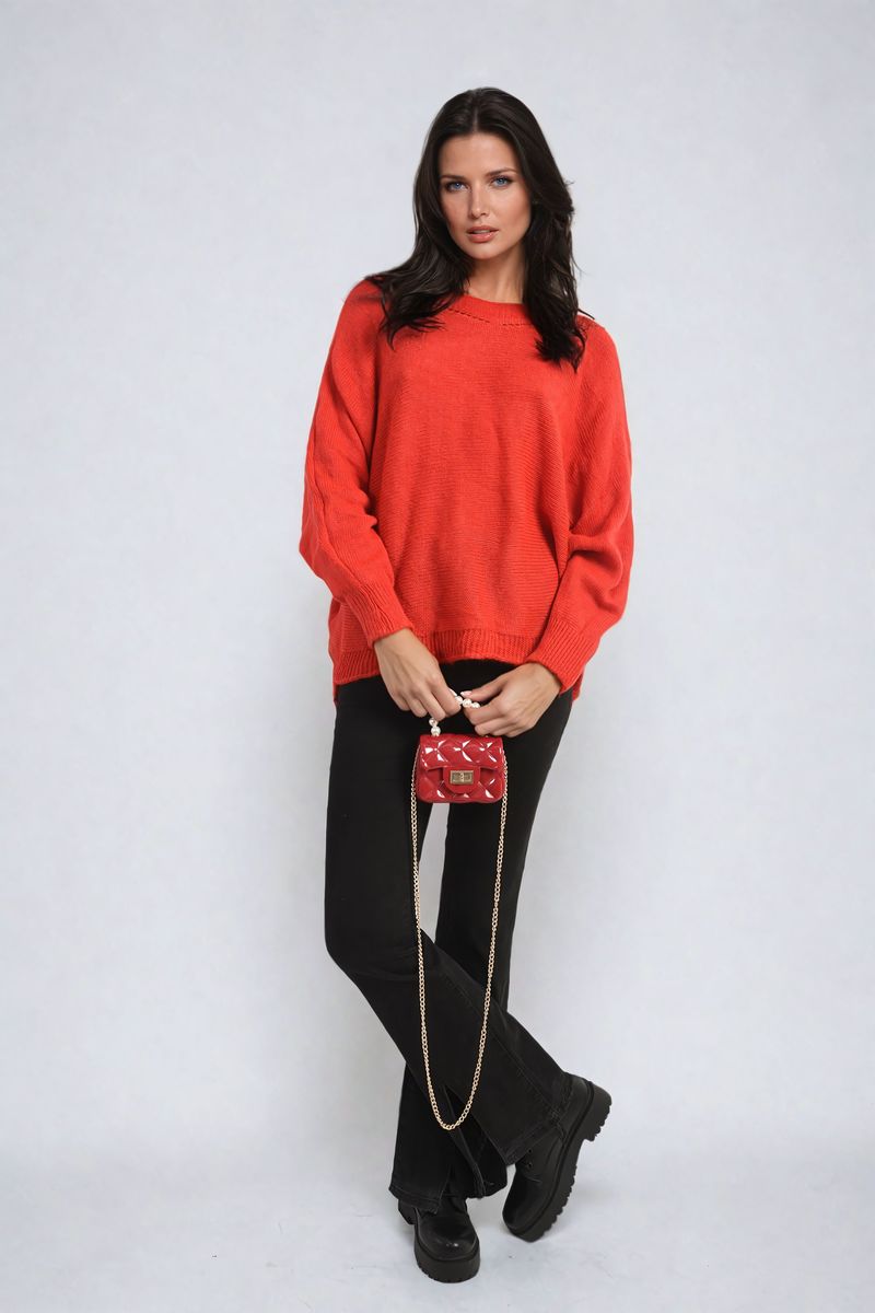 Florencia Crew Neck Back Patterned Knitted Jumper - 6 colours