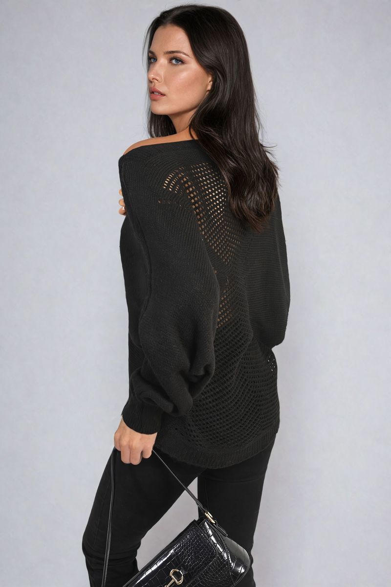 Florencia Crew Neck Back Patterned Knitted Jumper - 6 colours