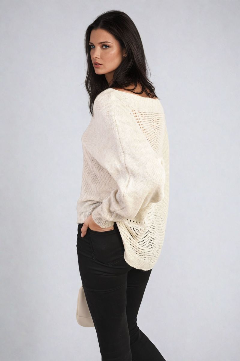 Florencia Crew Neck Back Patterned Knitted Jumper - 6 colours