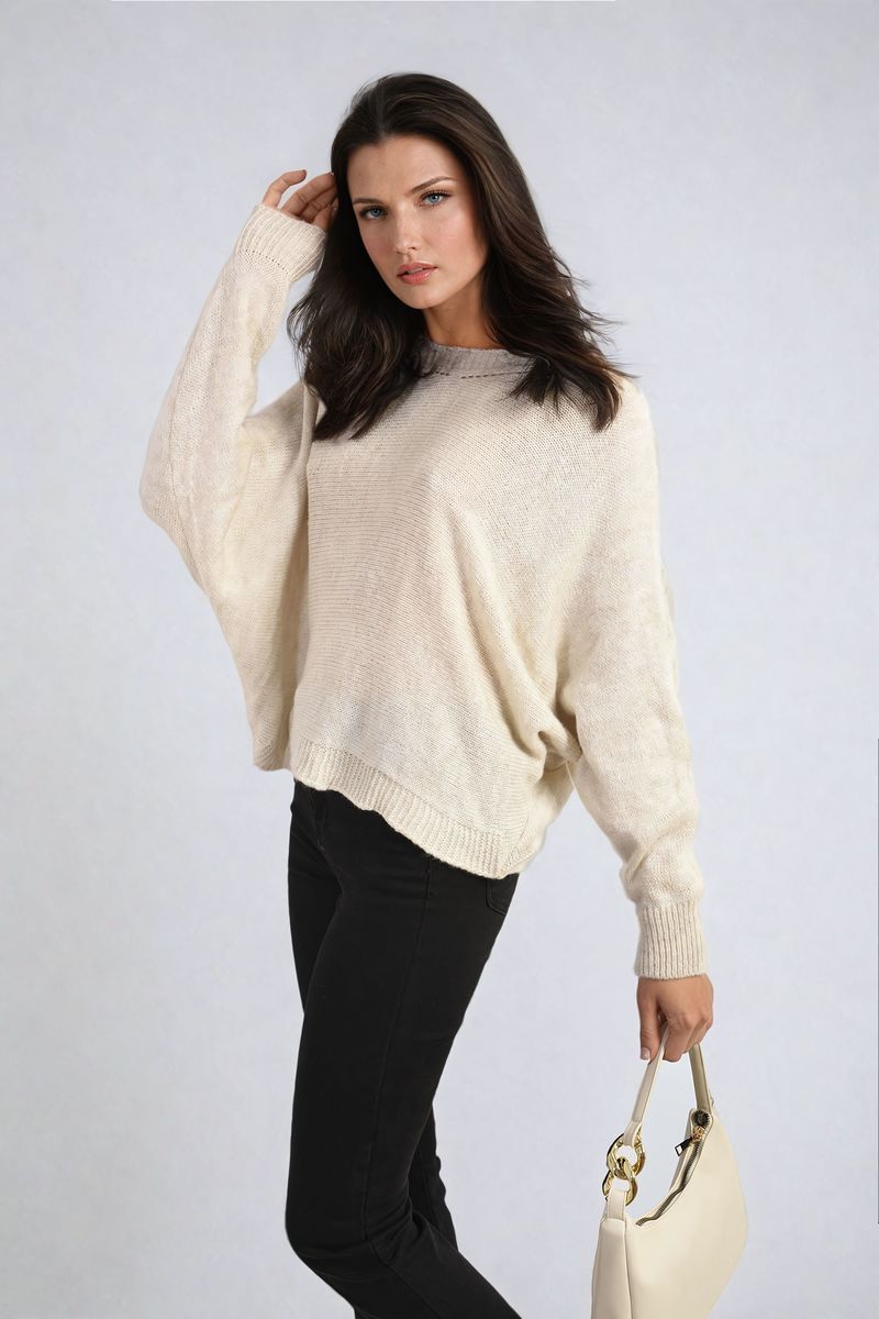 Florencia Crew Neck Back Patterned Knitted Jumper - 6 colours