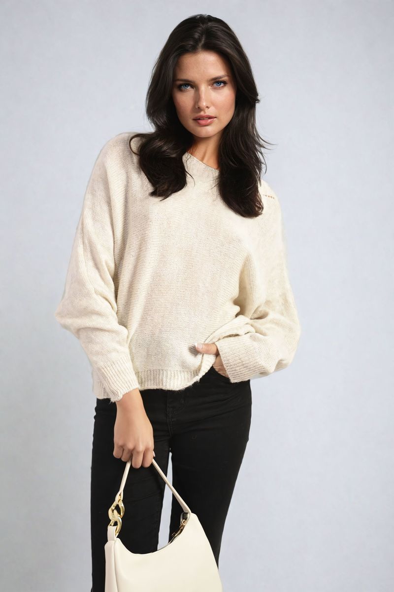 Florencia Crew Neck Back Patterned Knitted Jumper - 6 colours