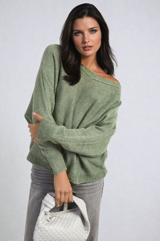 Florencia Crew Neck Back Patterned Knitted Jumper - 6 colours