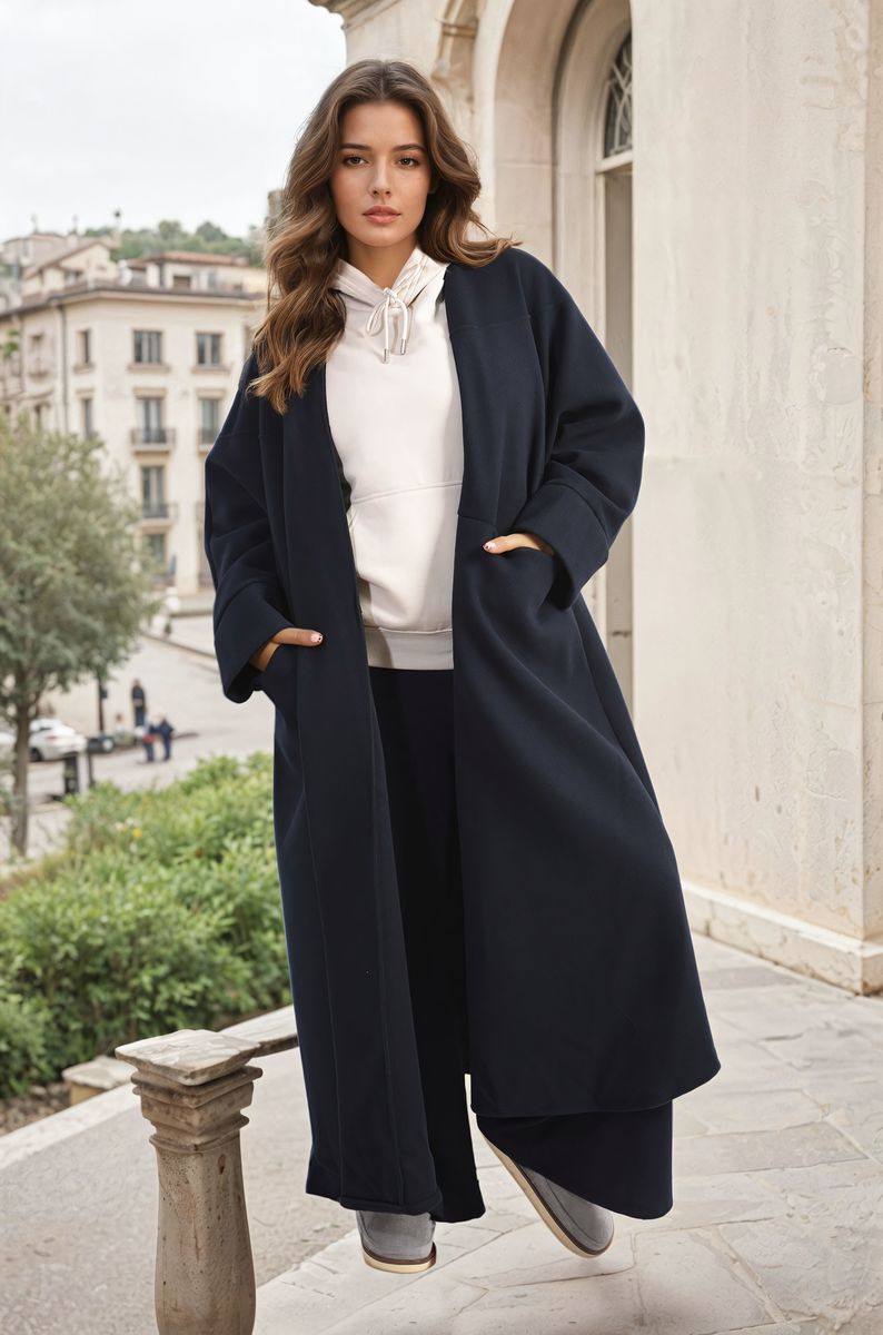 Frankie Open Front Oversized Long Winter Jacket with Pockets - 5 colours