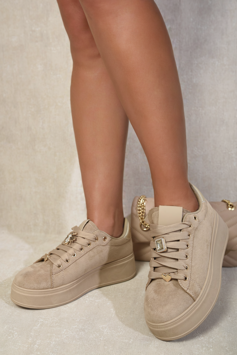 Hazel Lace Up Platform Trainers With Decorative Details - 4 colours