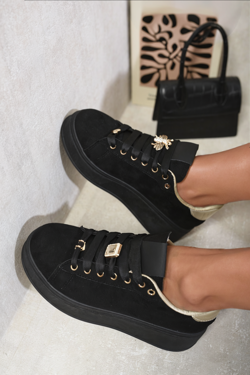 Hazel Lace Up Platform Trainers With Decorative Details - 4 colours