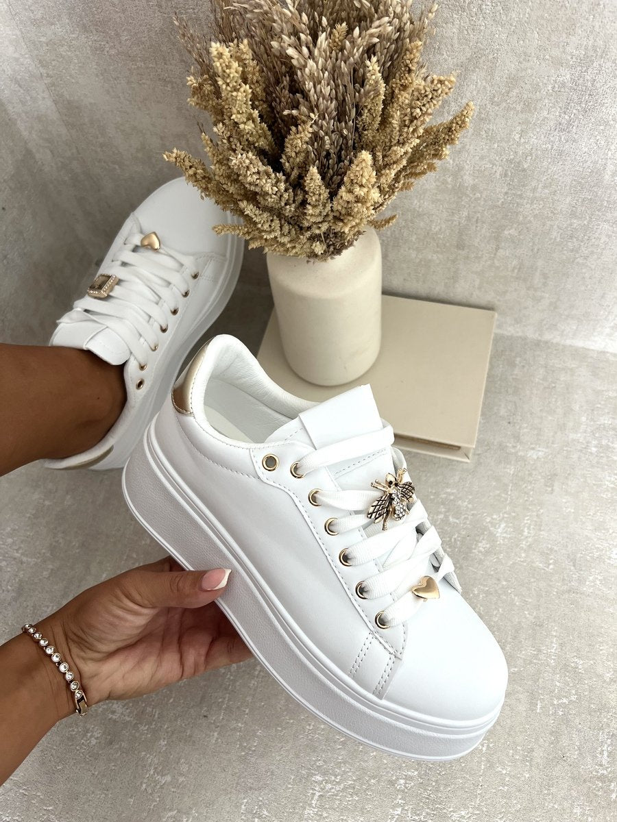 Hazel Lace Up Platform Trainers With Decorative Details - 4 colours