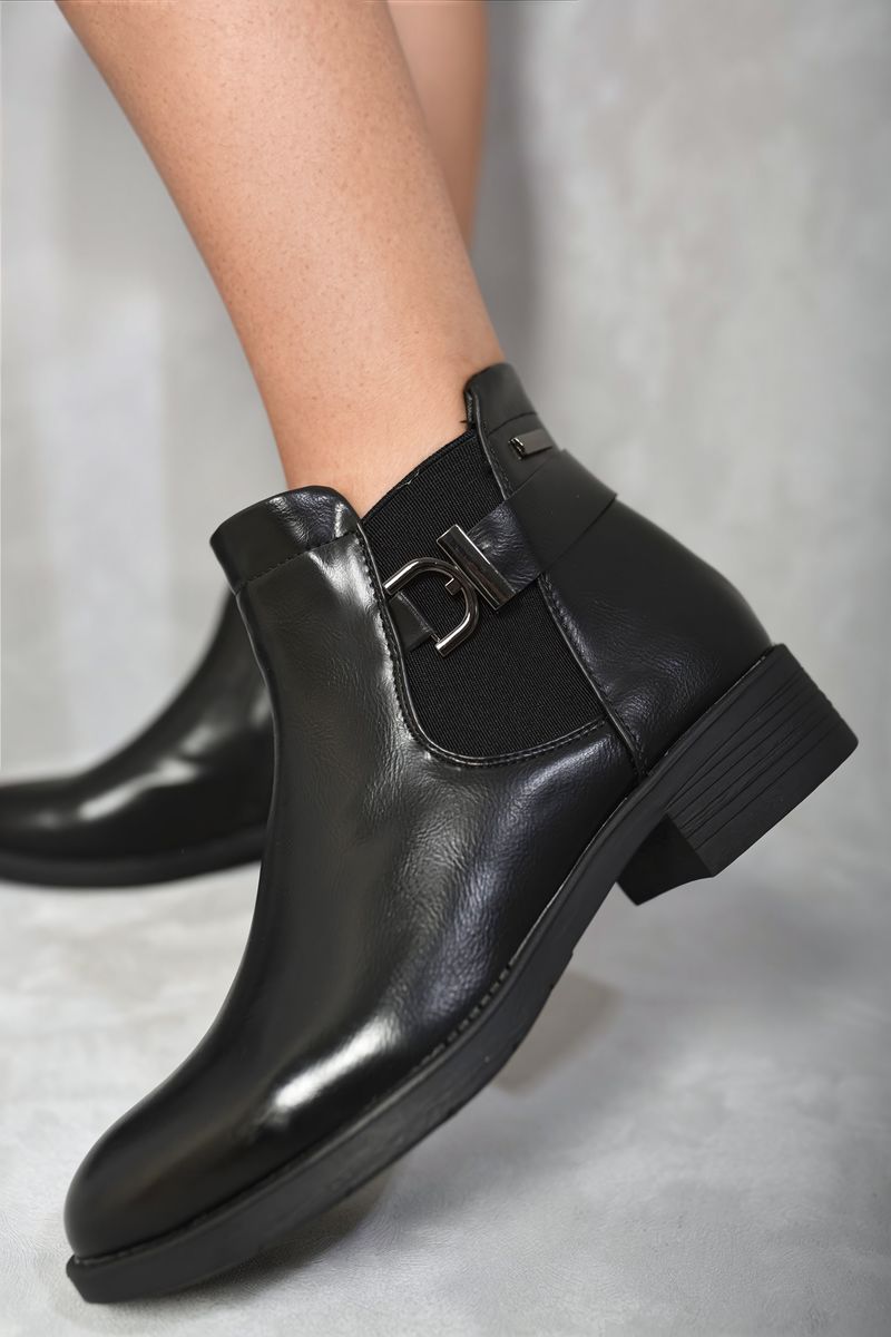 Helena Low Block Heel Buckle Ankle Boots