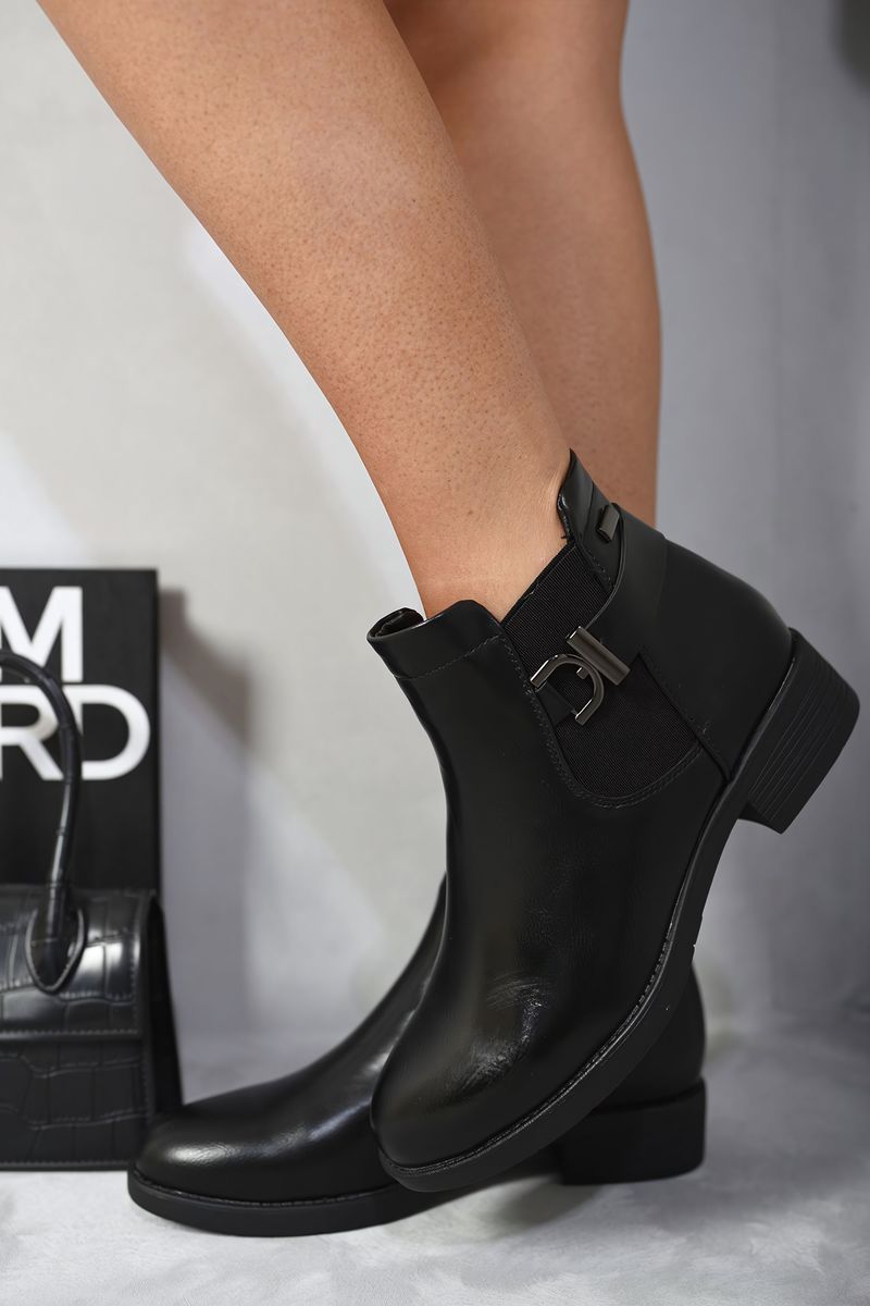 Helena Low Block Heel Buckle Ankle Boots