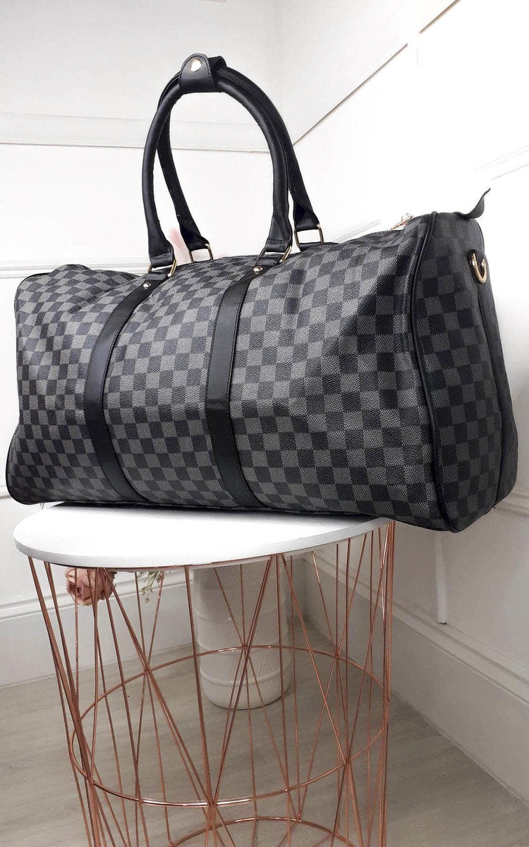 Indigo Checked Print Overnight Bag - 3 colours