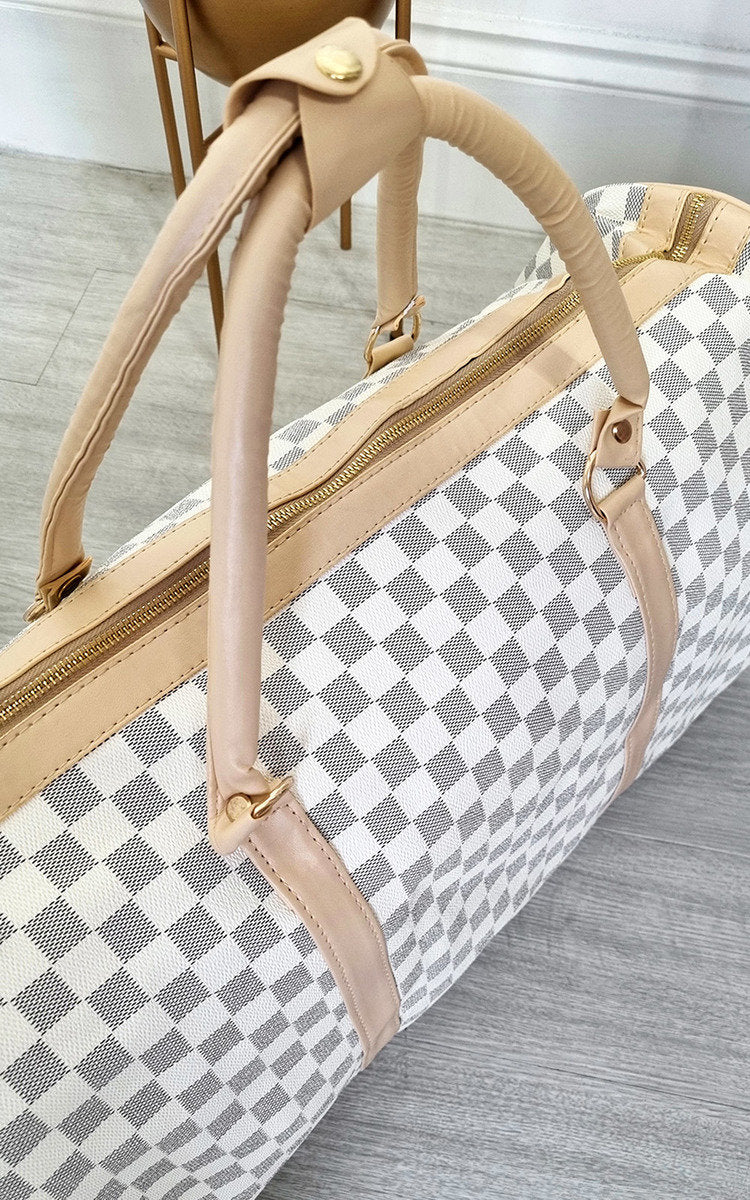 Indigo Checked Print Overnight Bag - 3 colours