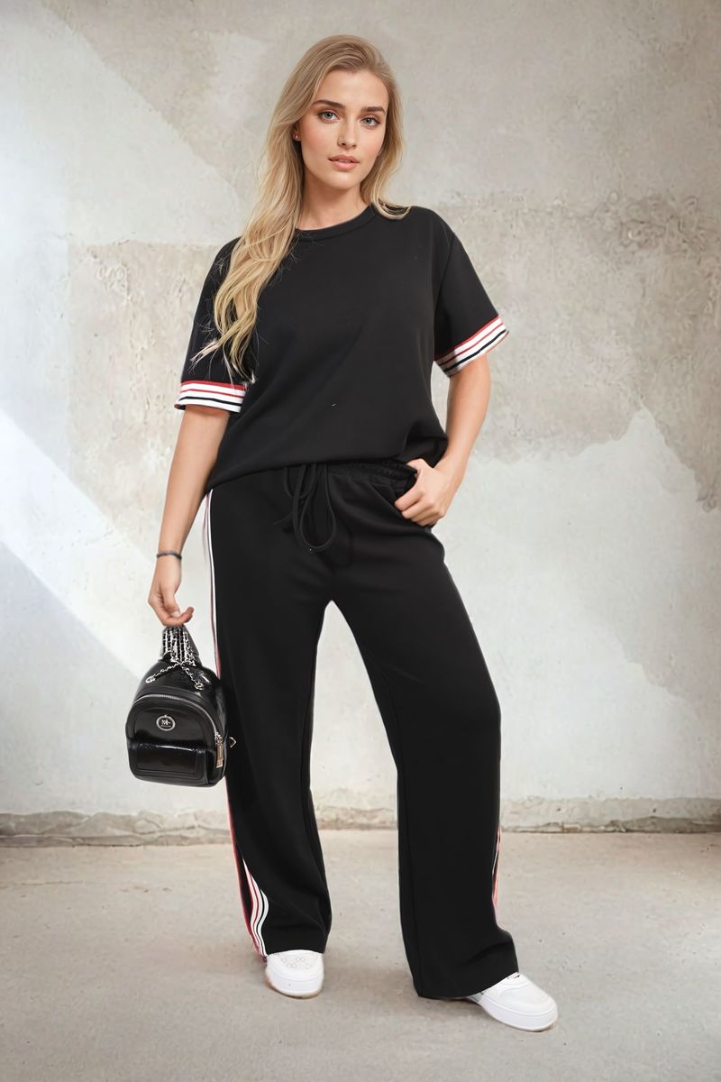 Jennifer Contrast Stripe Top and Wide Leg Trouser Co-ord Set - 4 colours