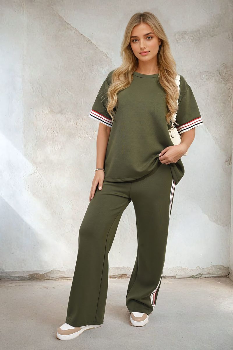 Jennifer Contrast Stripe Top and Wide Leg Trouser Co-ord Set - 4 colours