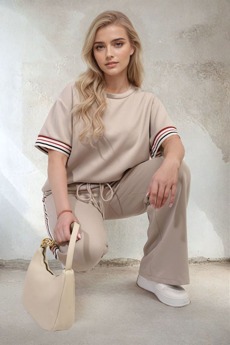 Jennifer Contrast Stripe Top and Wide Leg Trouser Co-ord Set - 4 colours