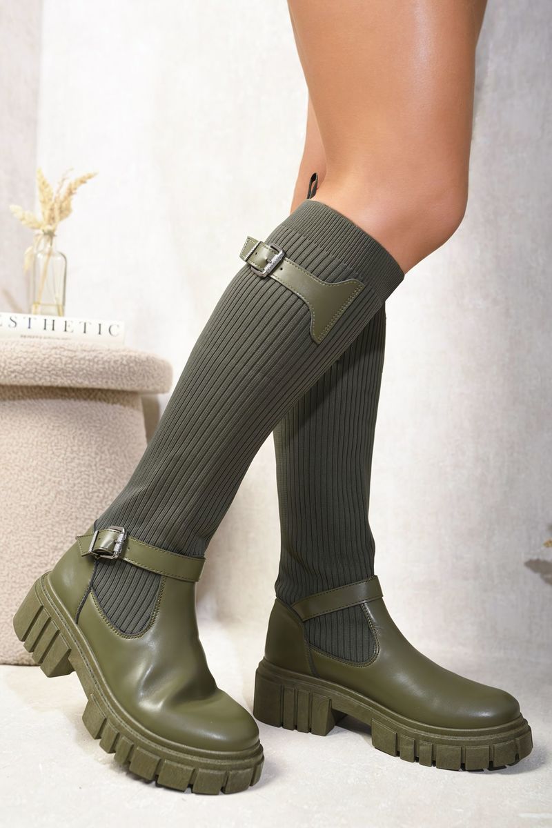 Jessica Stretch Knee High Chunky Sock Boots - 2 colours