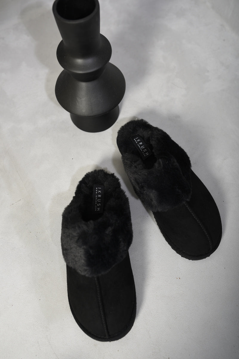 Josie Fuzzy Faux Fur Lined Slip-On Slippers - 3 colours