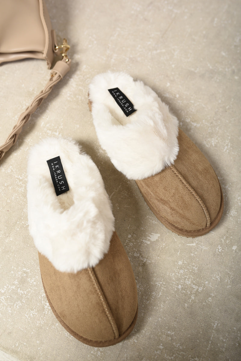 Josie Fuzzy Faux Fur Lined Slip-On Slippers - 3 colours