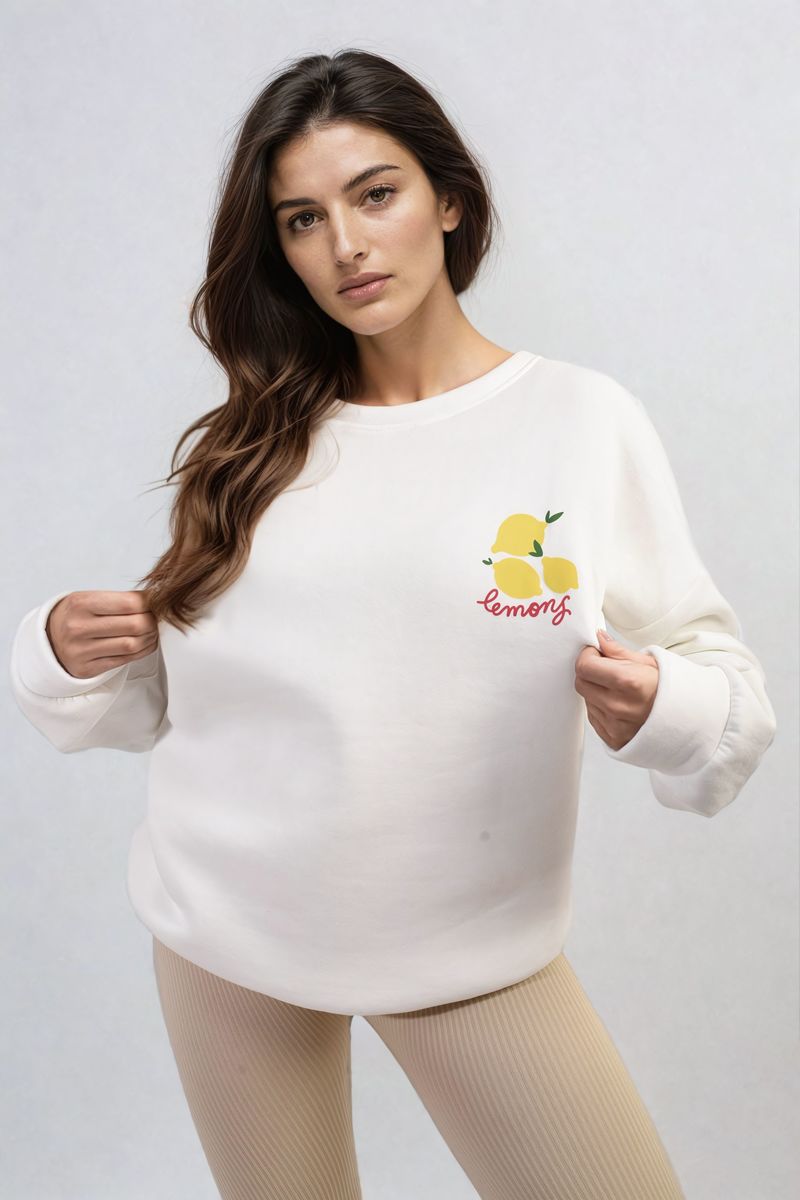 Joyce Lemon Graphic Long Sleeve Knitted Jumper - 2 colours