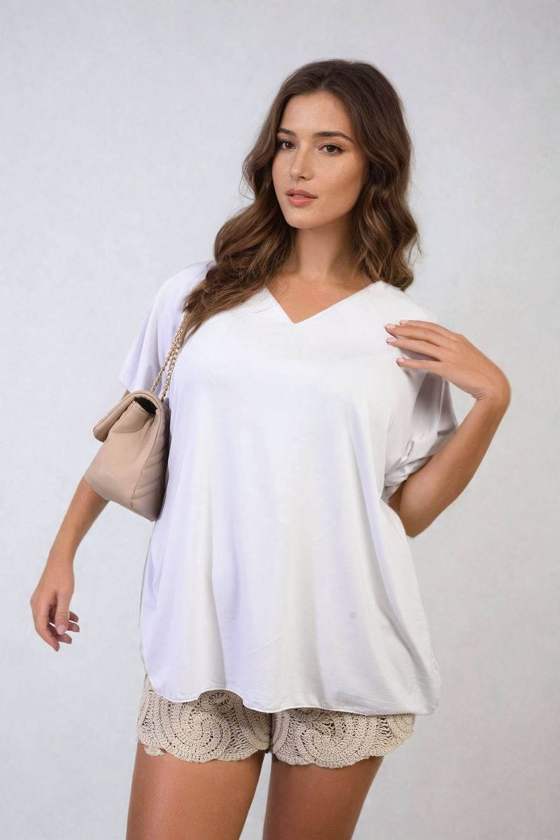 Juliana Short Sleeve V-Neck Loose Top - 8 colours