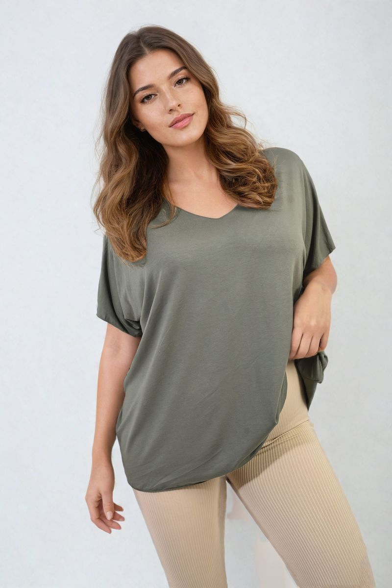 Juliana Short Sleeve V-Neck Loose Top - 8 colours