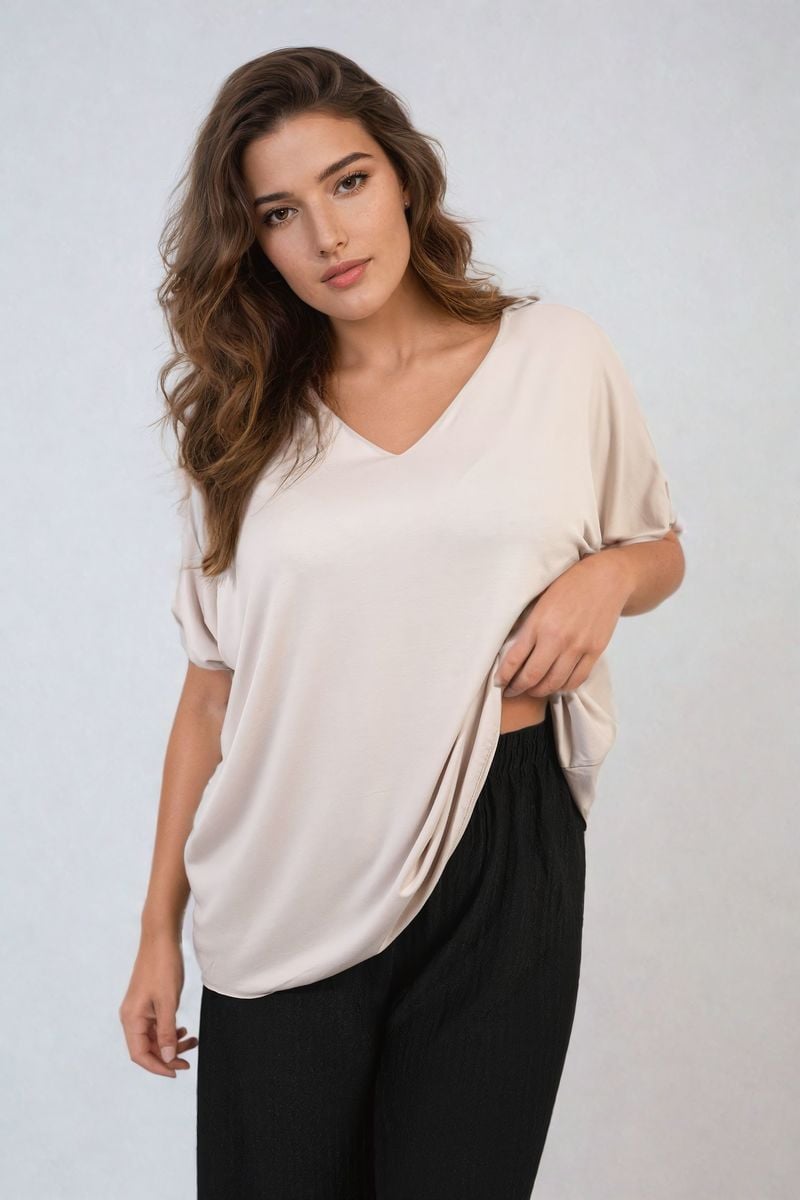 Juliana Short Sleeve V-Neck Loose Top - 8 colours